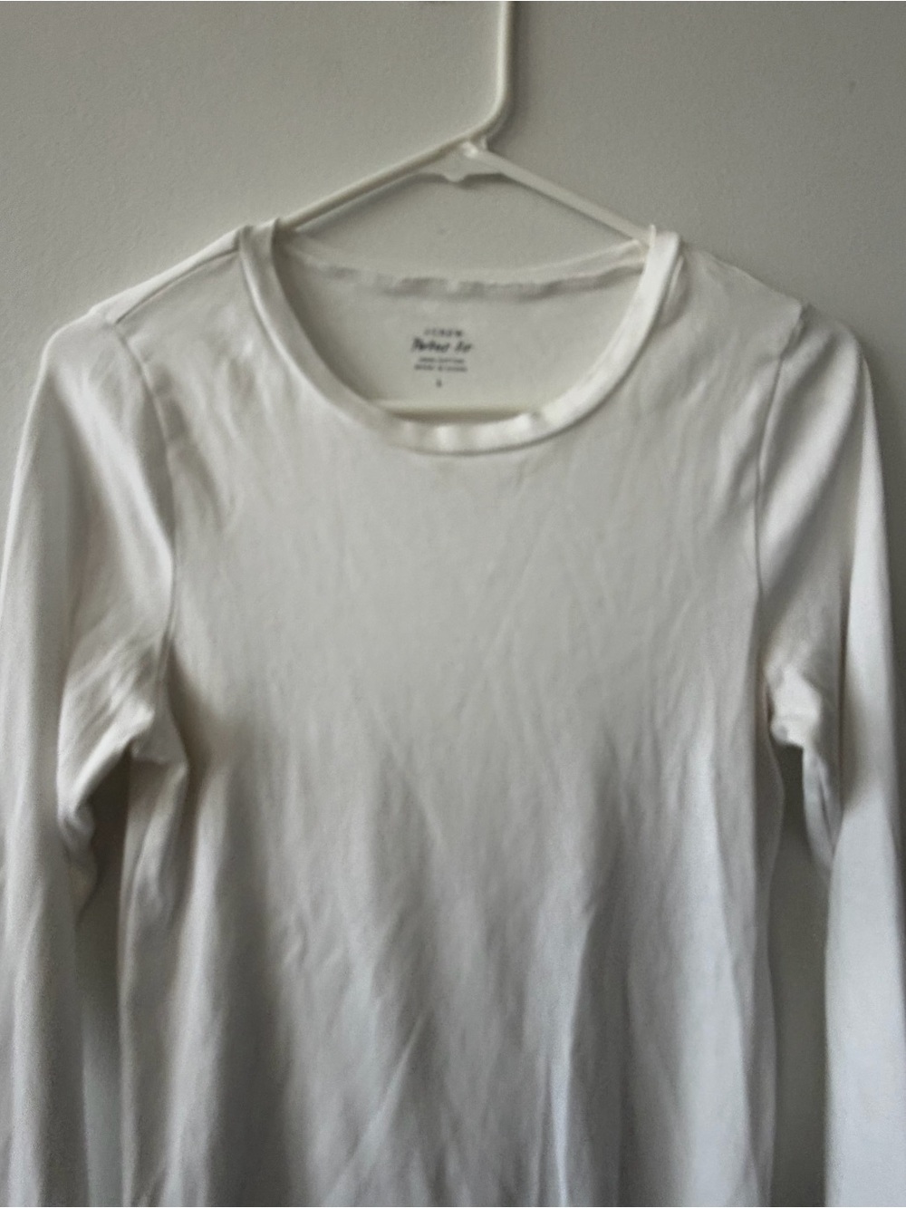 J. Crew Perfect Fit White Long Sleeve Crewneck Top NWOT